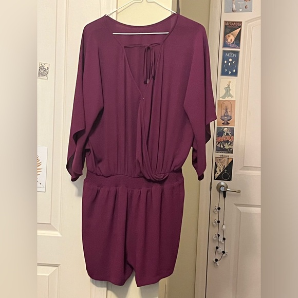 White House Black Market Purple Short Romper - Picture 4 of 4